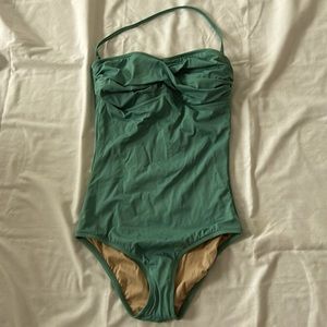 Crew size 8L teal one piece bathing suit.  NWT